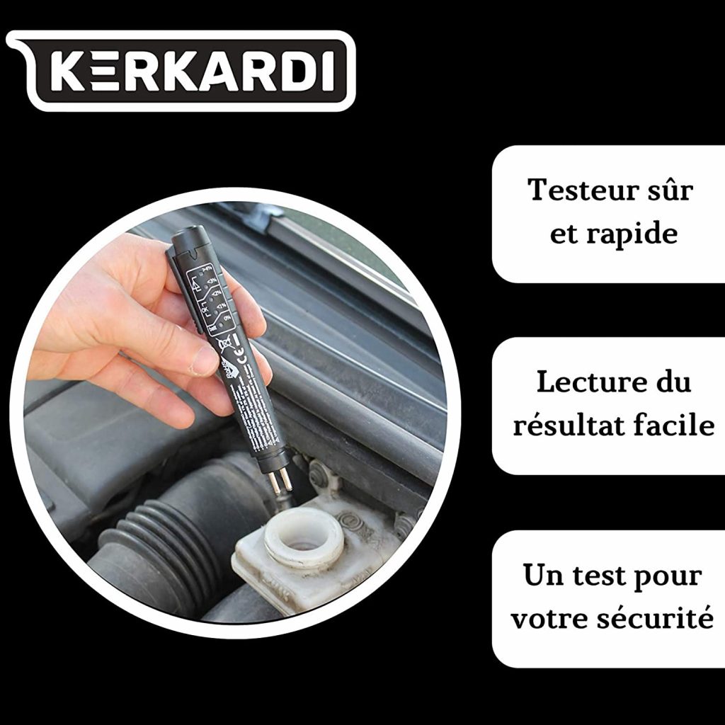 Kerkardi – Testeur Liquide De Frein, Test Liquide De Frein Voiture, Diagnostic Facile avec LED